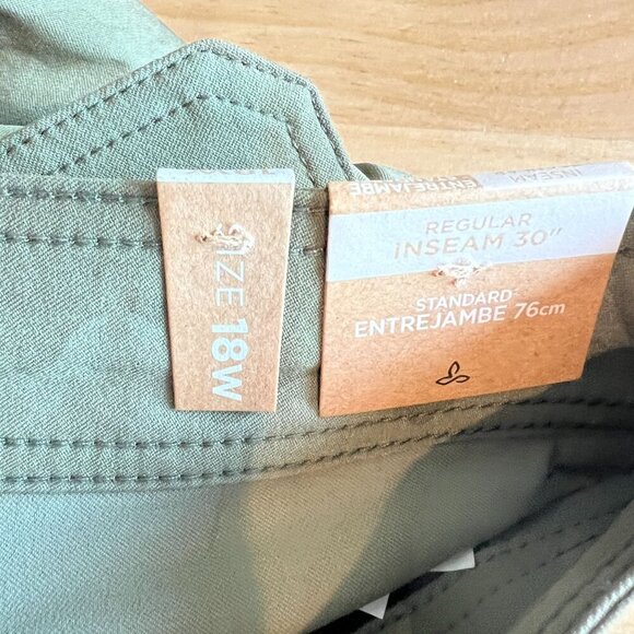 PrAna Women's Halle Straight Athletic Pants II Plus Size 18W Sage Camo - Picture 8 of 12
